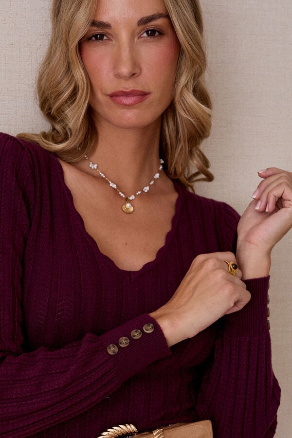 Pol&iacute;n Et Moi Jersey punto fino Granate