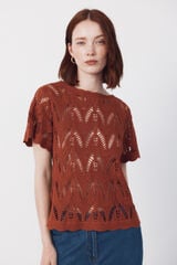 Cortefiel Top crochet Marr&oacute;n