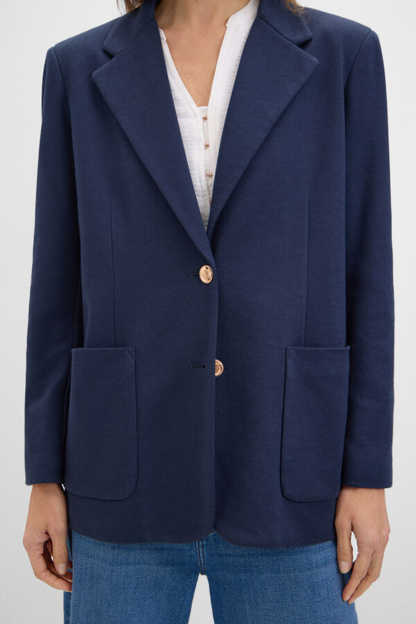 Cortefiel Blazer de punto piqu&eacute; Azul marino