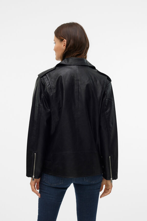 Vero Moda Cazadora biker efecto piel Negro