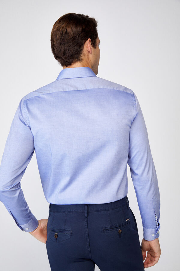 Cortefiel Camisa lisa fácil plancha algodón extra suave Azul