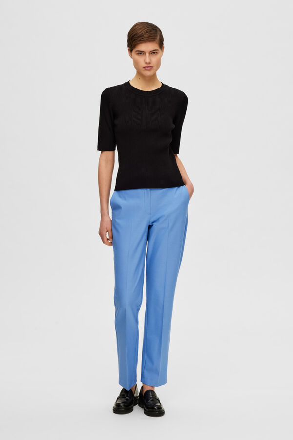 Selected Femme Top de malha de manga curta confecionado com Lenzing Ecovero Preto