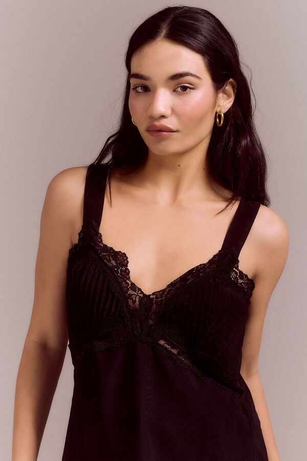 Slowlove Top lencero tirantes Negro