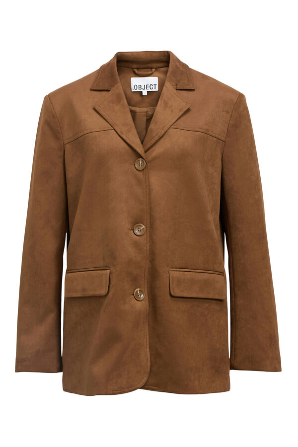 Object Blazer com efeito camur&ccedil;a Castanho