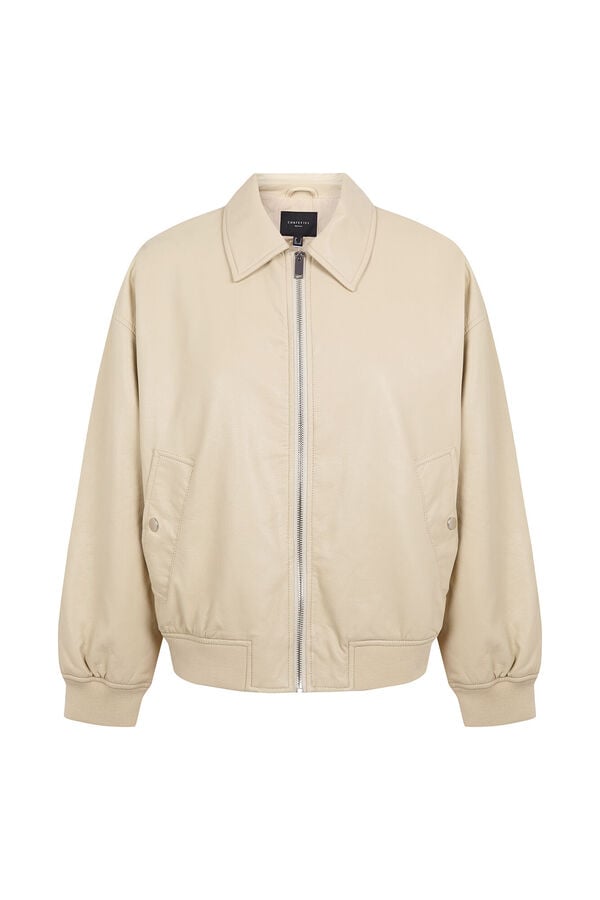 Cortefiel Chaqueta bomber efecto piel Amarillo