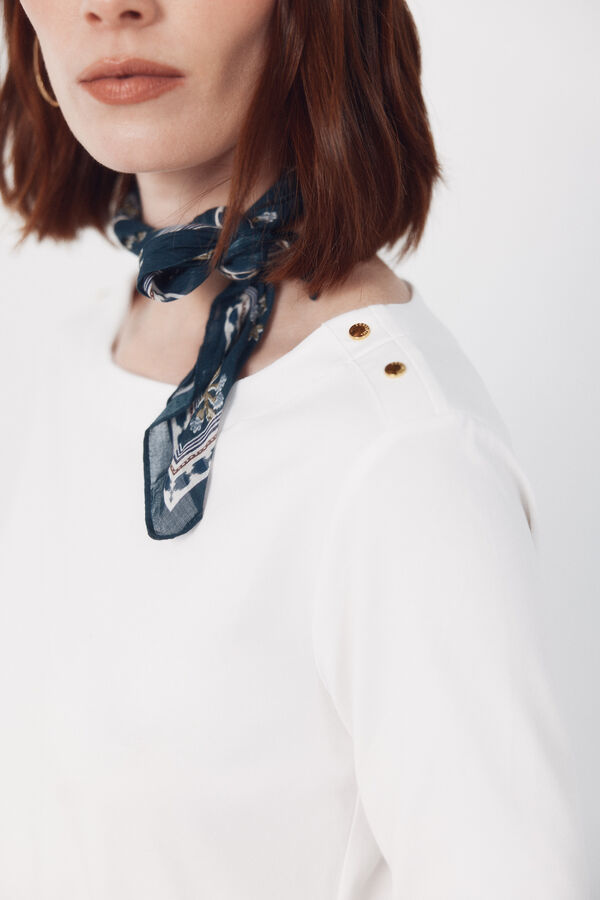 Cortefiel Camiseta b&aacute;sica escote barco Blanco