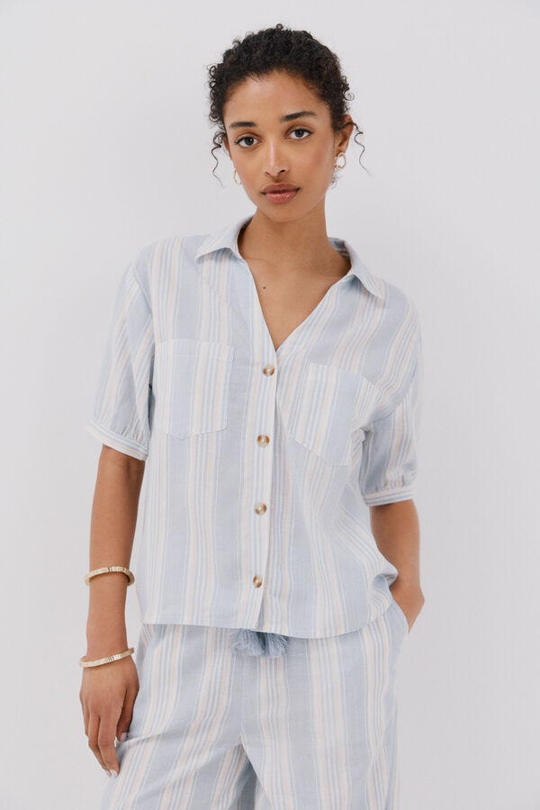 Cortefiel Camisa manga curta Azul