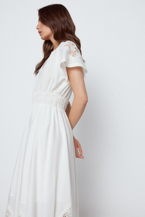 Slowlove Vestido blanco parches Blanco