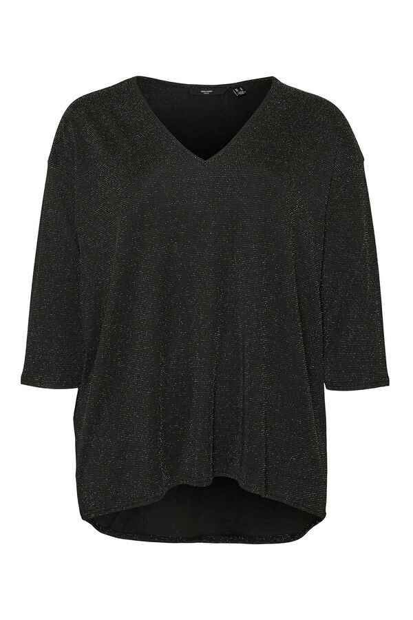 Vero Moda Curve Jersey cuello pico l&uacute;rex talla grande Negro