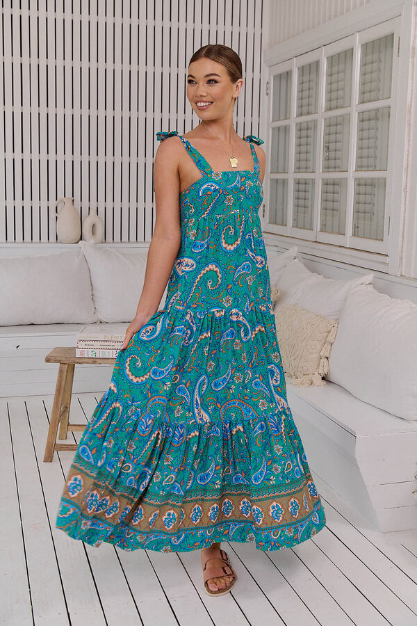 Jaase Vestido largo estampado Marley Turquesa