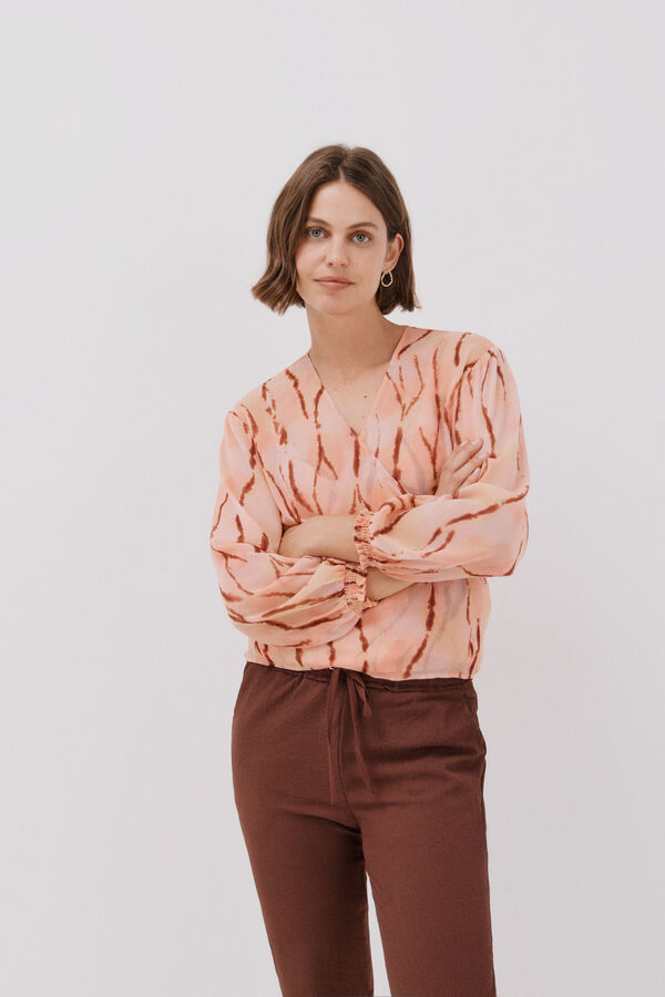 Cortefiel Blusa decote bico Multicolorido