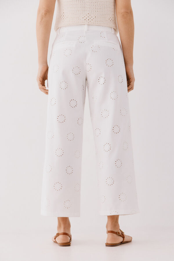 Cortefiel Pantal&oacute;n bordado Blanco