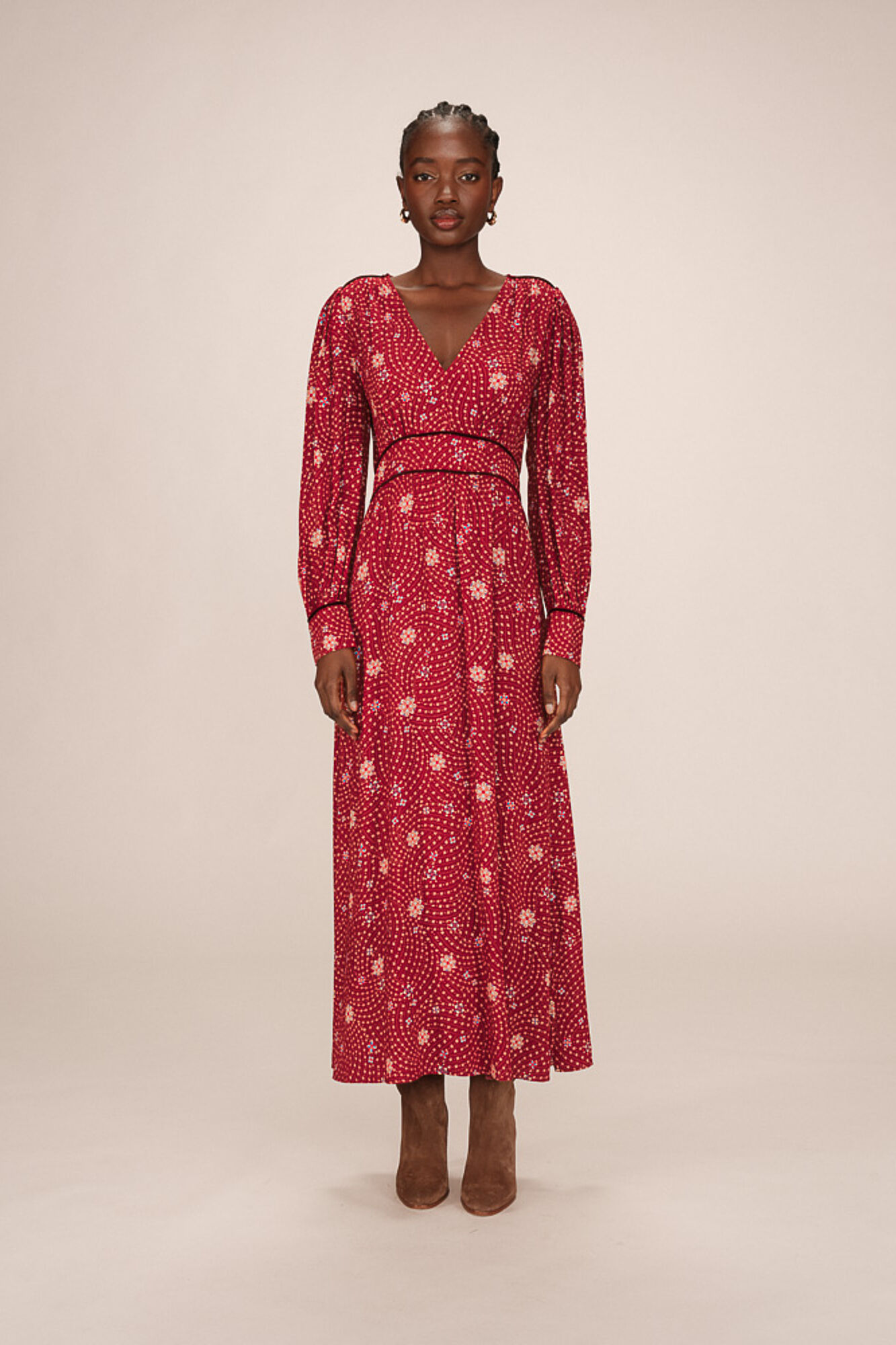 Grace & Mila Vestido longo com decote em V e estampado floral