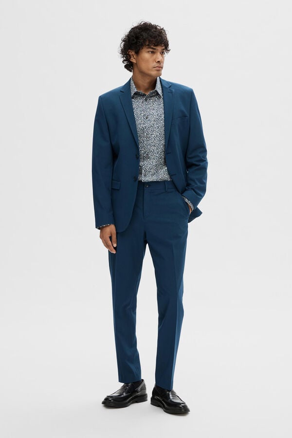 Selected Cal&ccedil;a de alfaiataria Slim Fit Azul