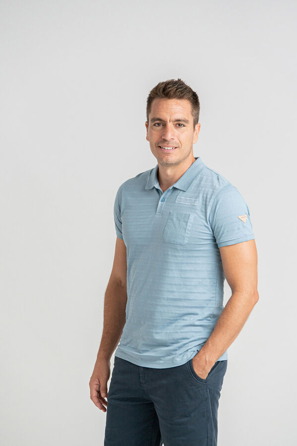 Privata Manga curta 100% algod&atilde;o Azul