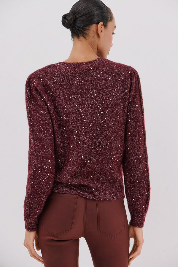 Cortefiel Jersey punto lentejuelas Granate