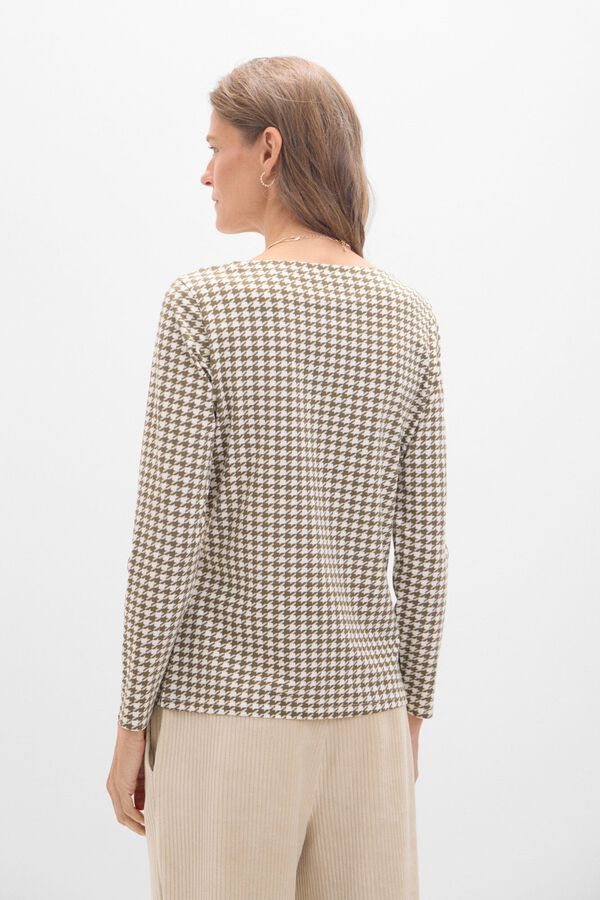 Cortefiel Camisola b&aacute;sica decote barco com bot&otilde;es dourados Verde