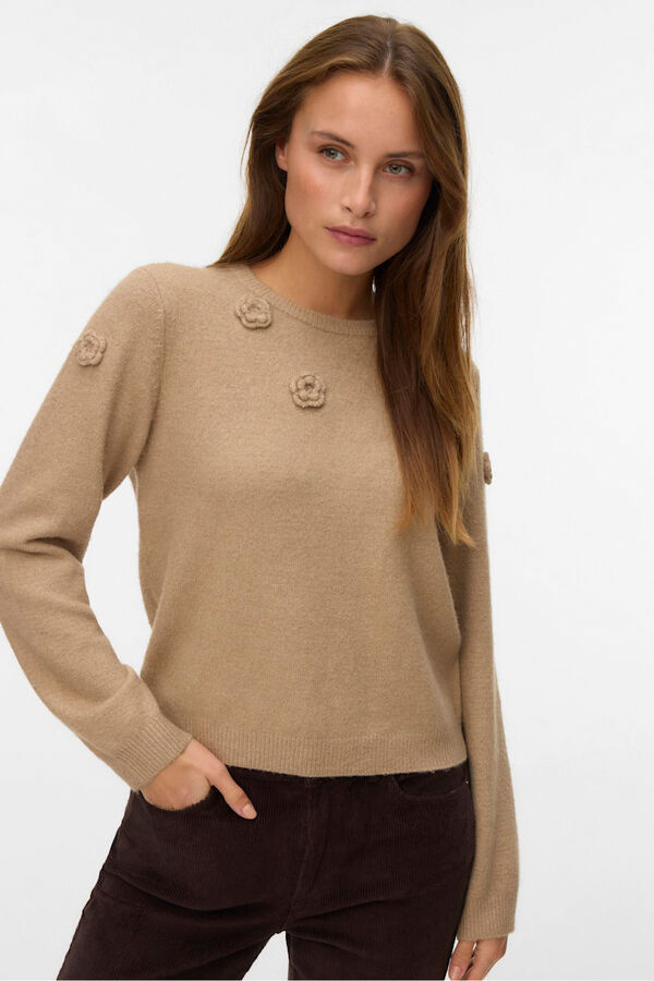 Vero Moda Camisola de malha com gola redonda  Castanho