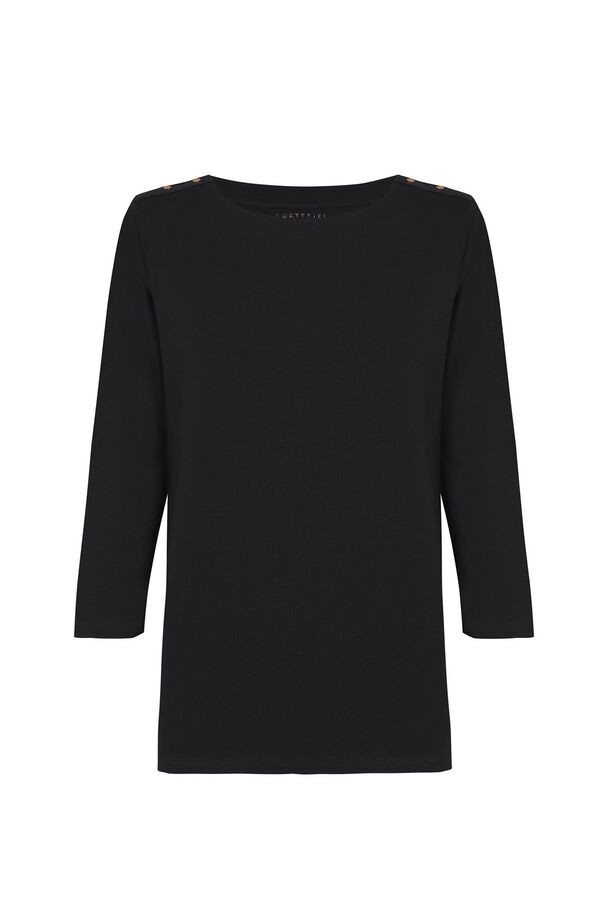 Cortefiel Camiseta b&aacute;sica escote barco Negro