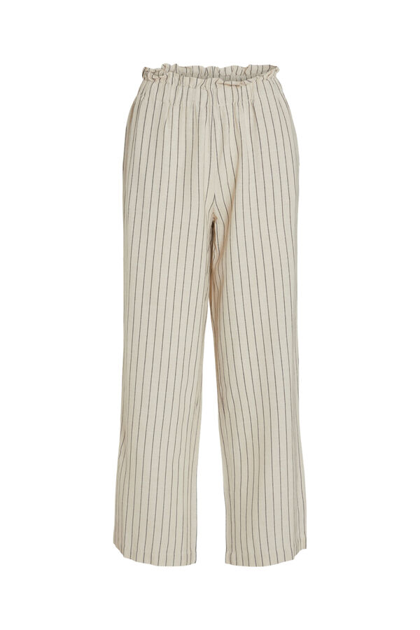 Vila Pantal&oacute;n largo ancho con rayas Marr&oacute;n