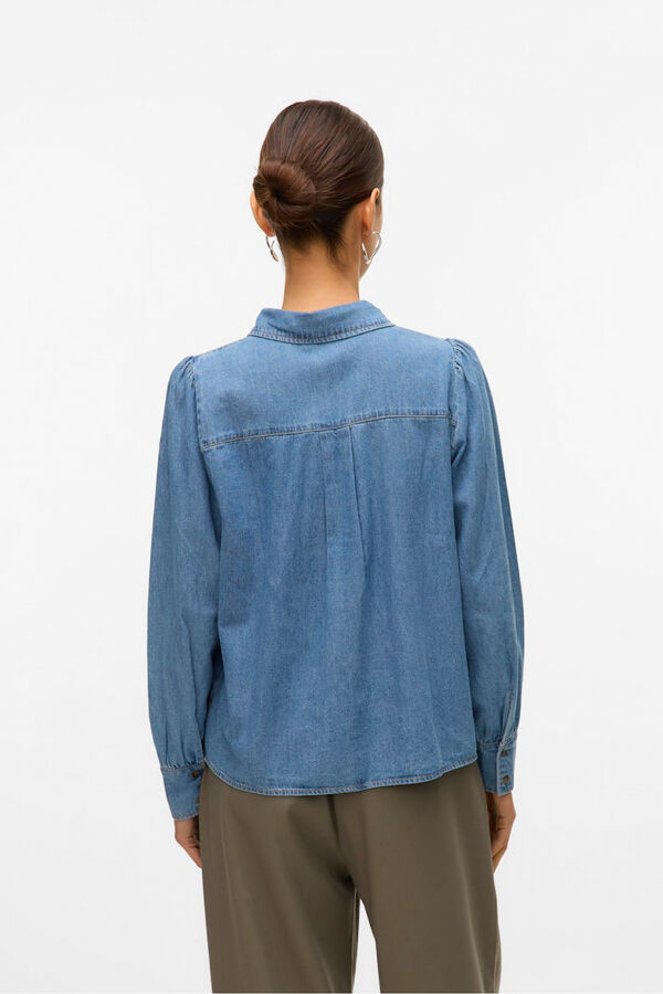 Vero Moda Camisa denim con detalle bordado Azul