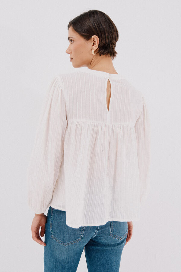Cortefiel Blusa con bordados Blanco