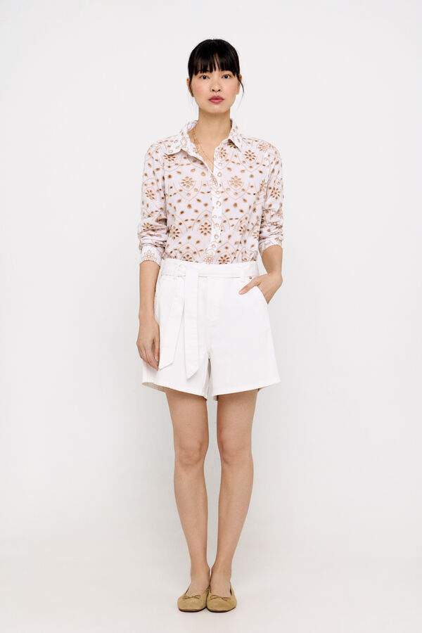 Cortefiel Short vaquero lazo Blanco