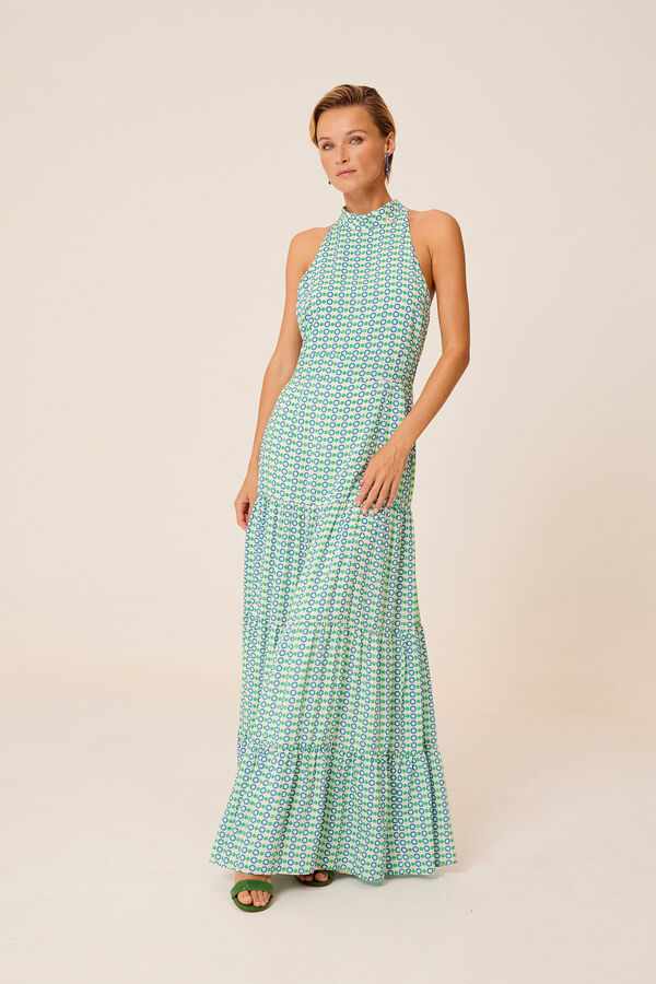 Dolores Promesas Vestido longo Flora Azul