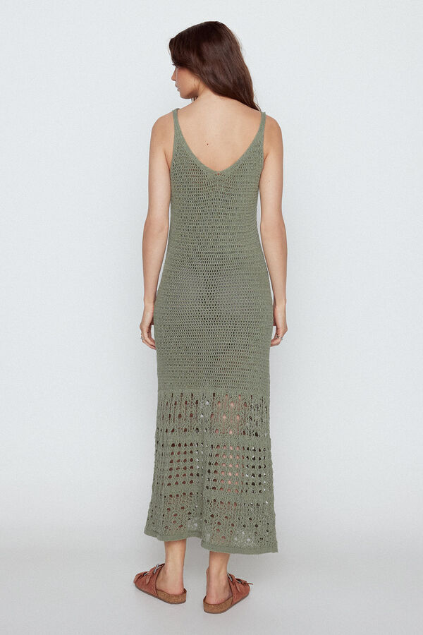 Slowlove Vestido punto tirantes Verde oscuro
