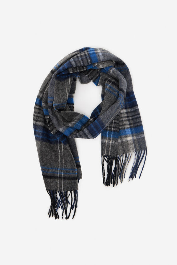 Cortefiel Bufanda tela cuadros Azul