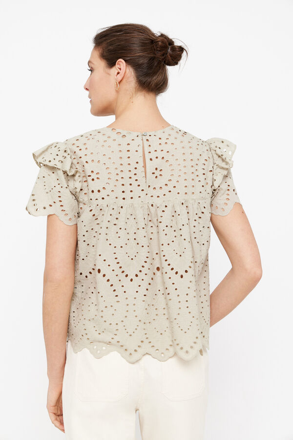 Cortefiel Blusa bordada manga corta Arena