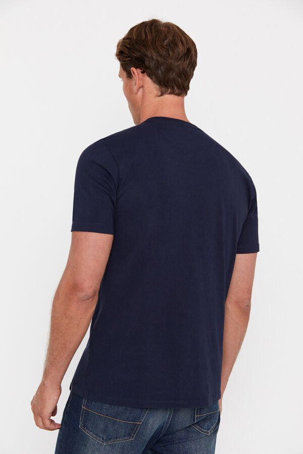 Cortefiel Camiseta con bordado en pecho Azul oscuro