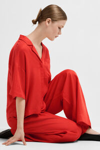 Selected Femme Camisa de linho de manga curta com bolso. 