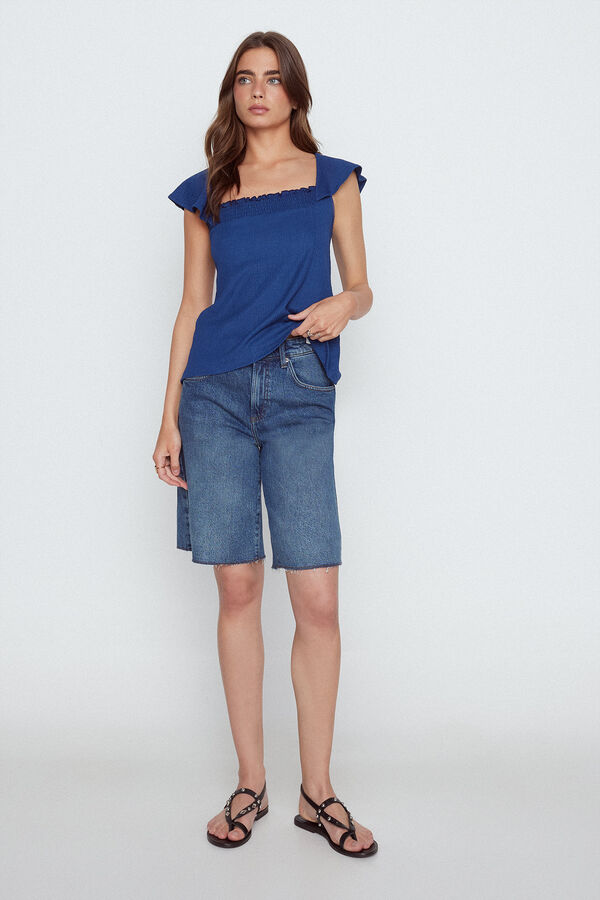 Slowlove Camiseta volantes Azul oscuro