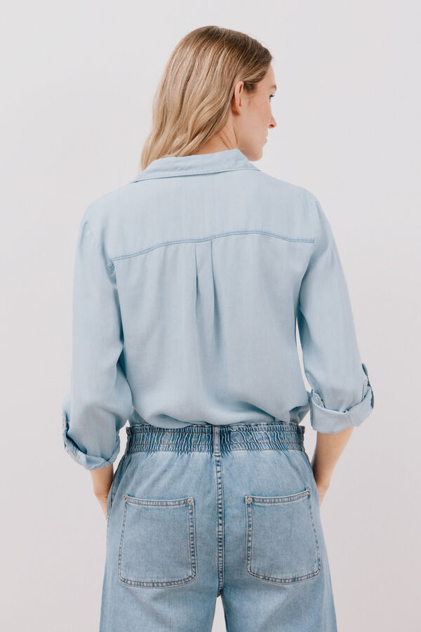 Cortefiel Camisa Vaquera Tencel Azul marino