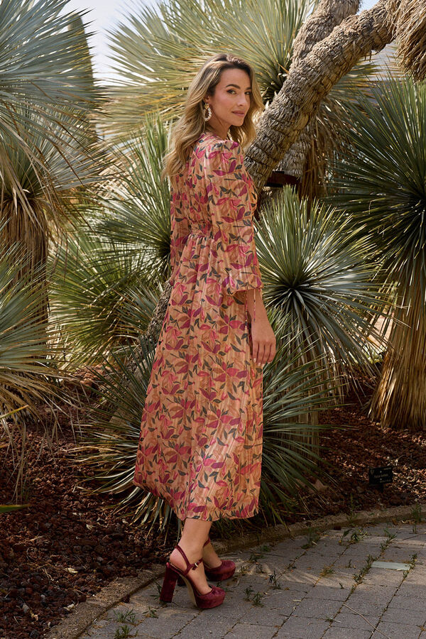 Pol&iacute;n Et Moi Vestido longo floral Tostado