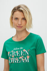 Cortefiel Camiseta estampado floral Verde