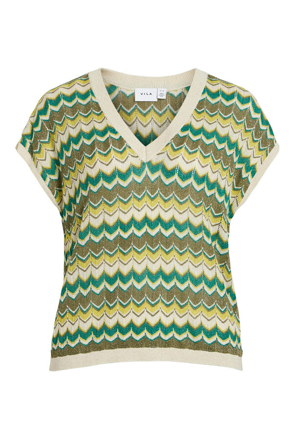 Vila Top de malha Pointelle com lurex Verde