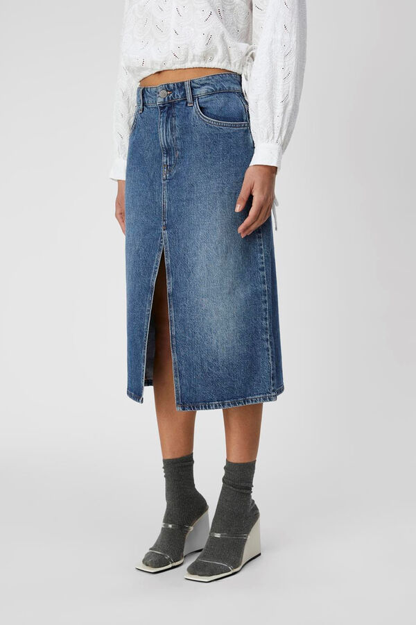 Object Falda midi vaquera Azul