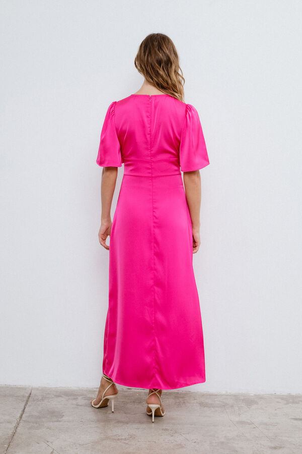 Vila Vestido midi satinado de fiesta Fucsia