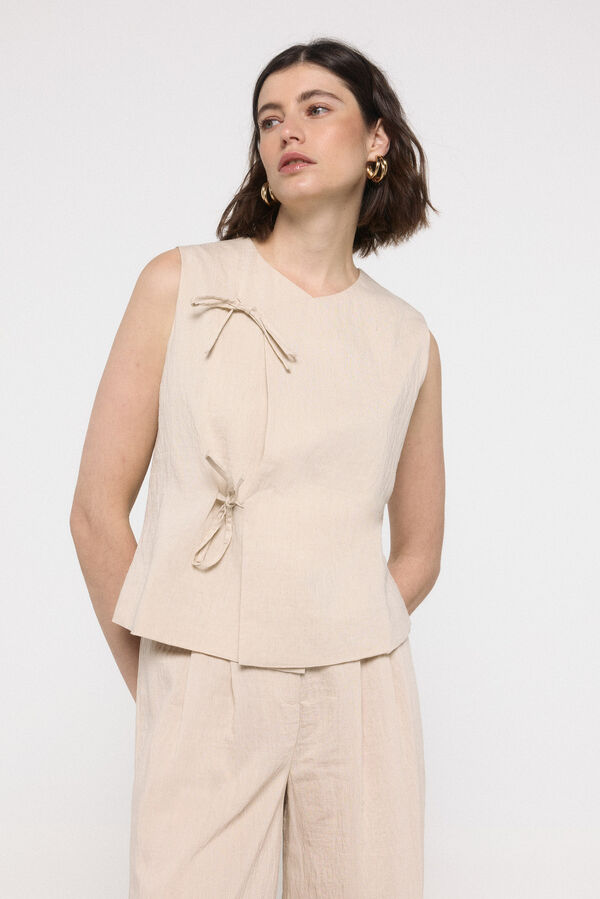 Vero Moda Top de linho com laçada Cinzento