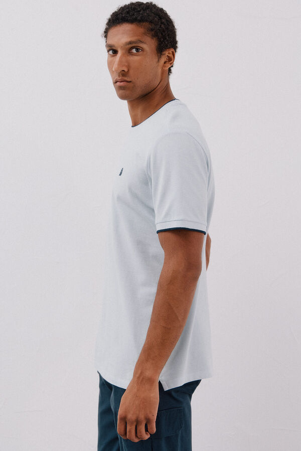 Cortefiel Camiseta com pontas de piqu&eacute; Azul