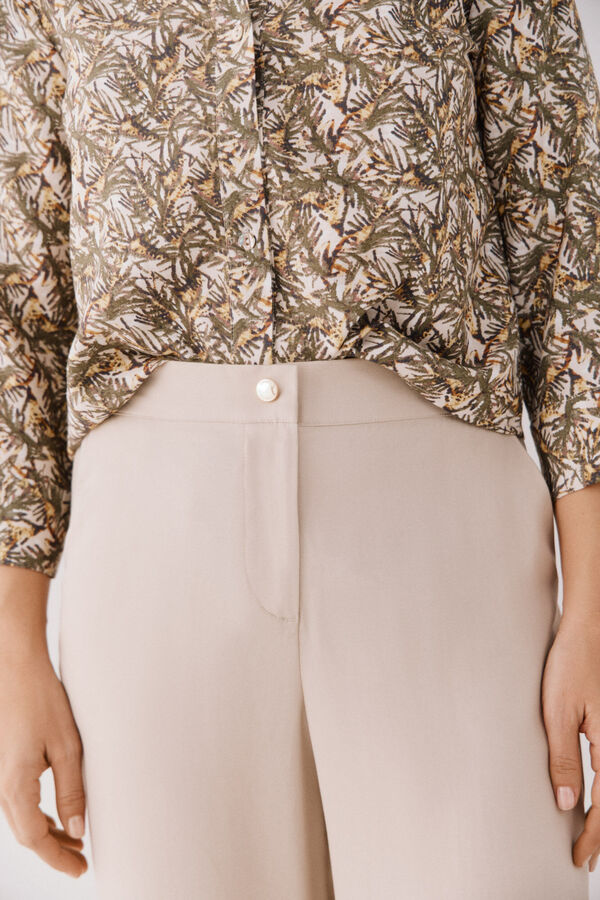 Cortefiel Pantal&oacute;n de tencel Castanho