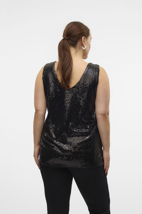 Vero Moda Curve Top plus size com lantejoulas Preto