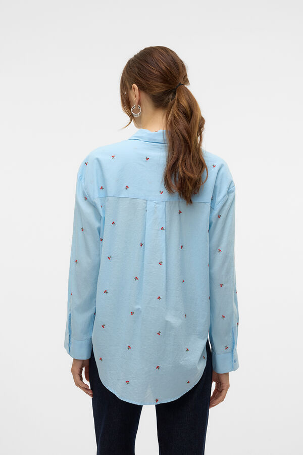 Vero Moda Camisa b&aacute;sica com bordado Azul