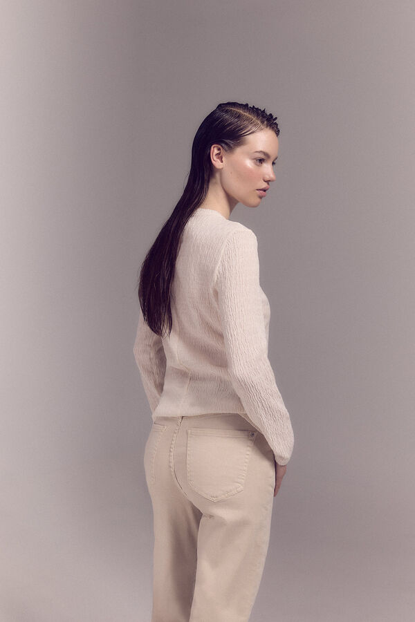 Slowlove Top de estructura ondas Marfil