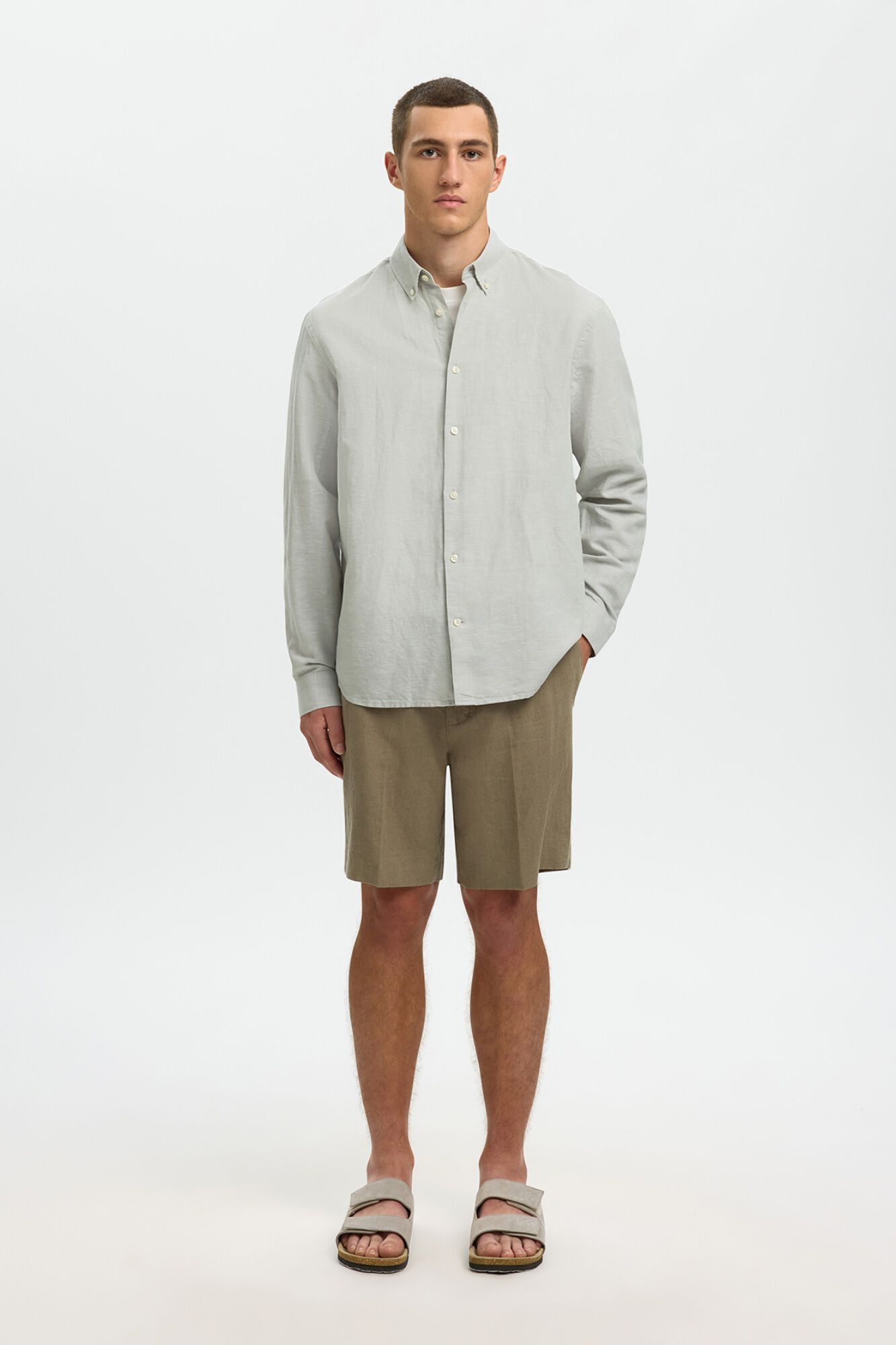 Selected Camisa manga larga lino