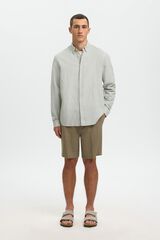 Selected Camisa manga larga lino Kaki
