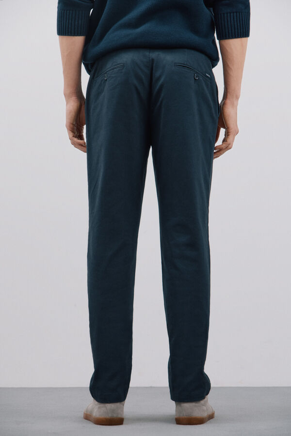 Cortefiel Pantal&oacute;n chino algod&oacute;n-lino regular fit Azul oscuro