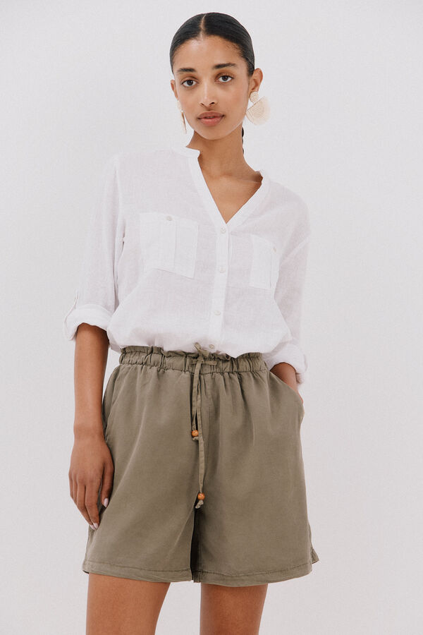 Cortefiel Bermudas flu&iacute;das tencel Verde